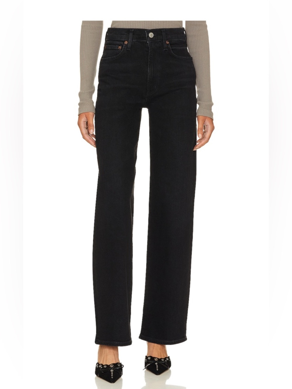 AGOLDE Harper Mid Rise Wide Straight Leg Jean in Hush